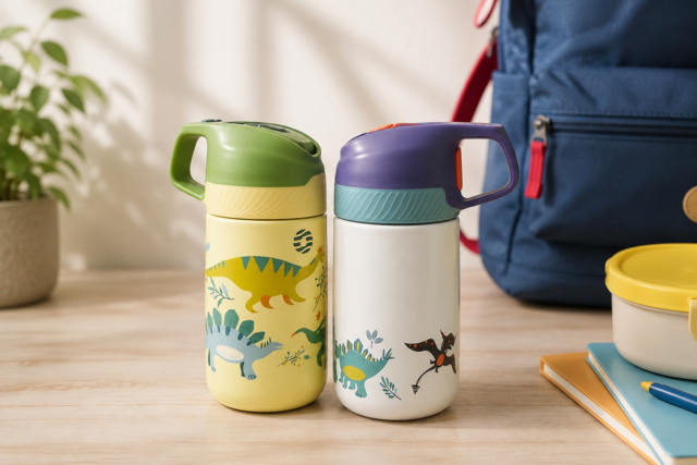 Botella térmica infantil FEIJIAN (350ml): autonomía sin fugas desde los 3 años